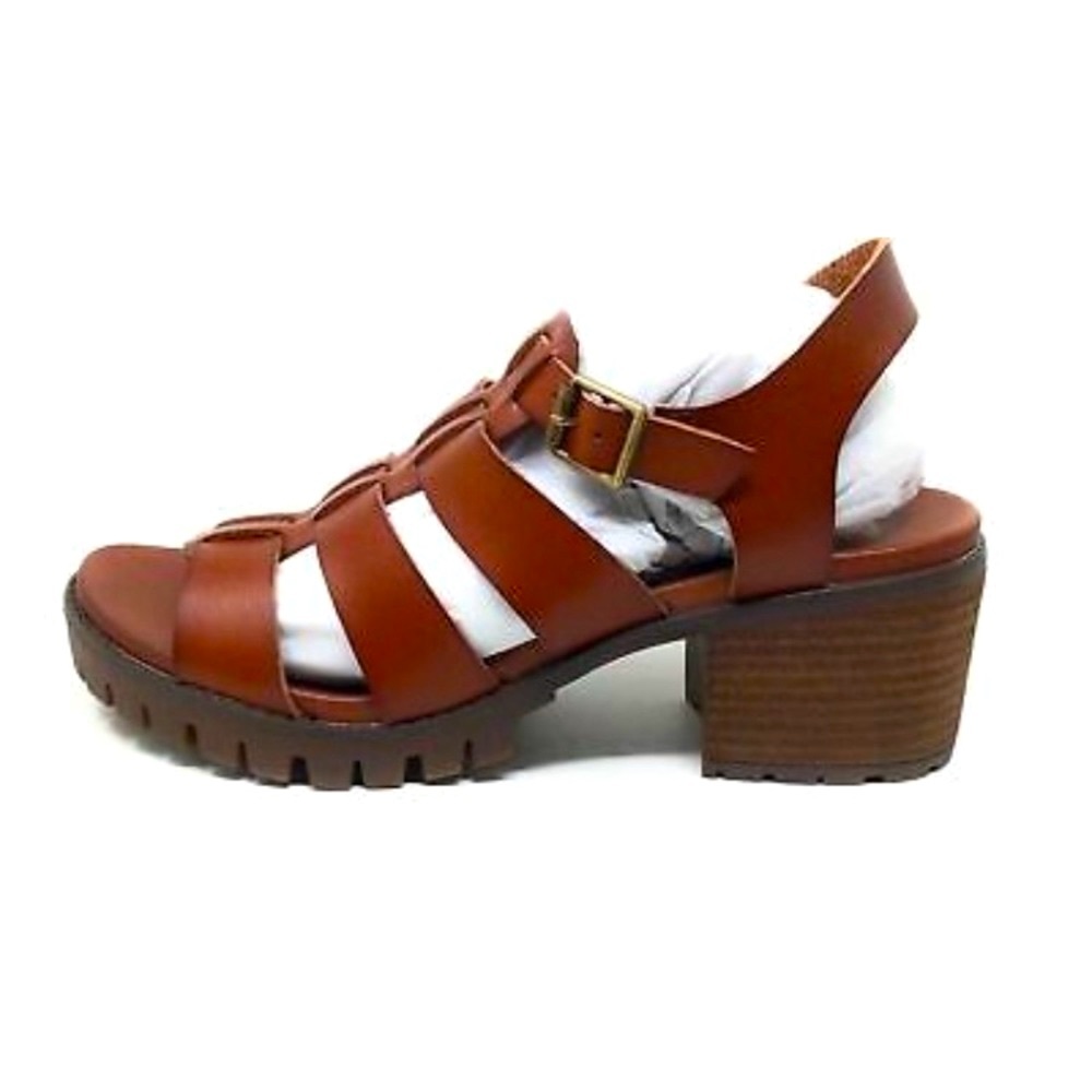 - MIA Shoes Women's Tahna Lug Strappy Dress Sandals Leather Size 10,9 US